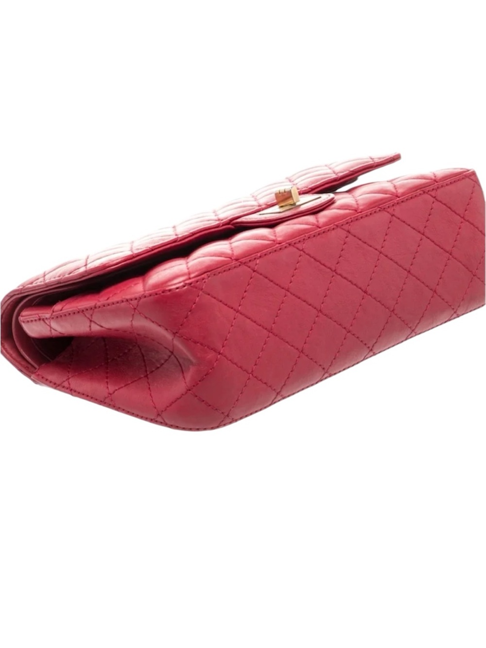 Chanel Reissue 2.55 Quilted Leather Shoulder Bag in Red with Gold Chain - Picture 7 of 7